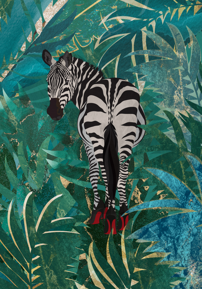 Zebra wearing heels in the jungle a Sarah Manovski