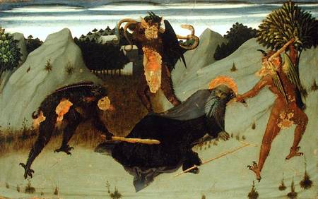 St. Anthony Beaten by Devils, panel from the Altarpiece of the Eucharist a Sassetta