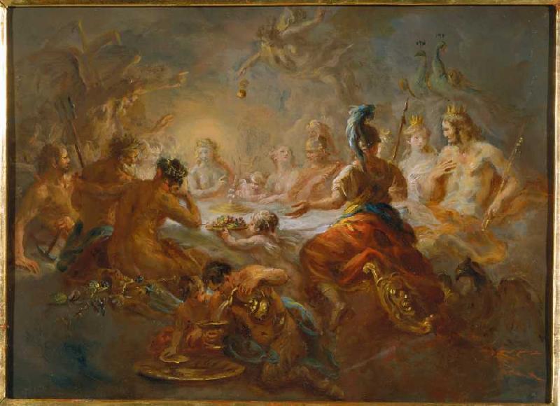 Eris throws the golden apple under the wedding guests of Peleus and Thetis. a Schmidt, Martin Johann (dicesi Kremser Schmidt)