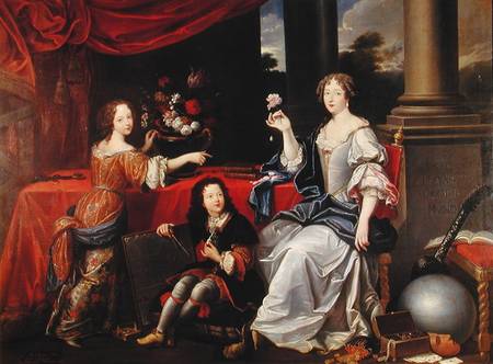 Francois Louise de La Baume de Blanc (1644-1710) Duchess de La Valliere, with her Two Children, Fran a Schmitz