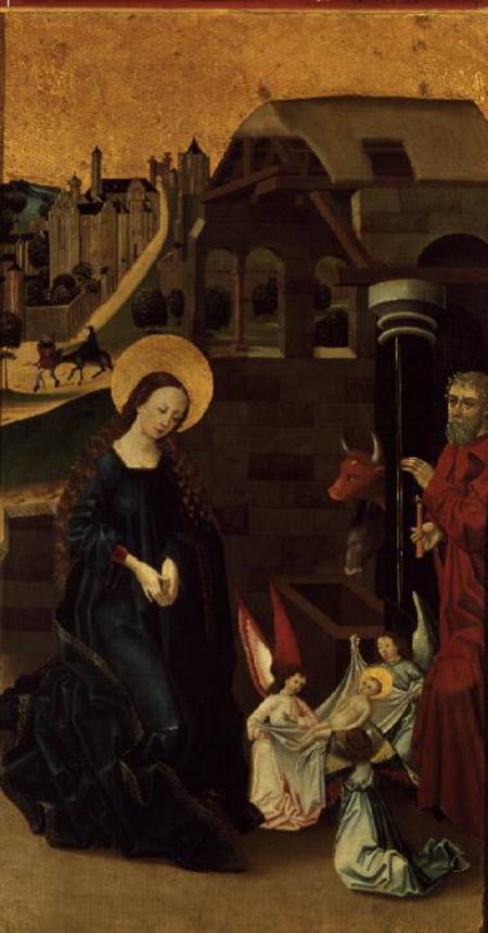 Adoration of the Infant Jesus (side panel of a Triptych) a Schwabian School