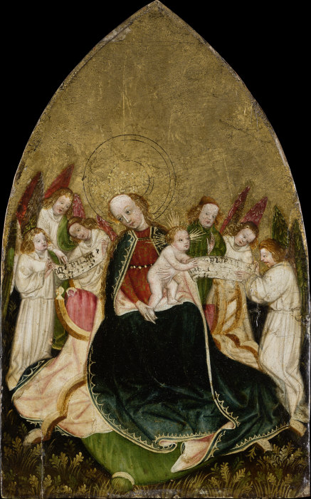 Virgin with Child Enthroned, Surrounded by Angels a Schwäbischer oder Oberrheinischer Meister um 1430