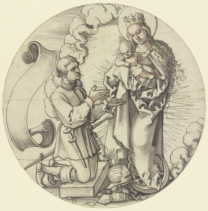 Die Madonna auf der Mondsichel mit einem knienden Ritter als Stifter a Sebald Beham