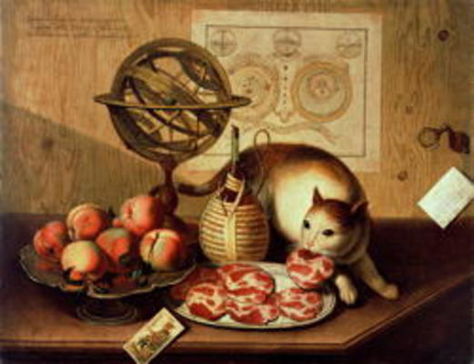 Still Life with Cat (oil on canvas) a Sebastiano Lazzari
