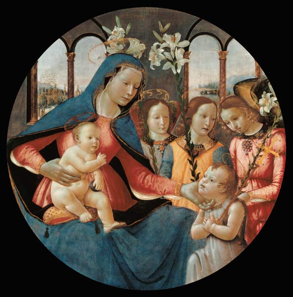 Virgin and Child with St. John the Baptist and the Three Archangels, Raphael, Gabriel and Michael a Sebastiano Mainardi