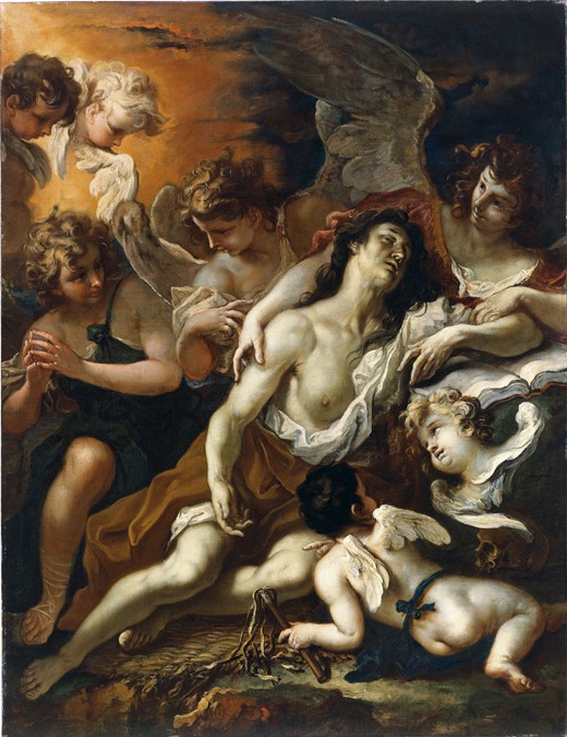 Saint Mary Magdalen surrounded by angels a Sebastiano Ricci