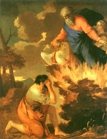 Moses in front of the burning thorn bush a Sébastien Bourdon