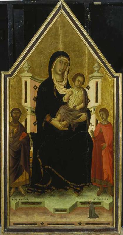 Madonna with child and the Saint Bartholomäus and Ansanus. a Segna di Buonaventura