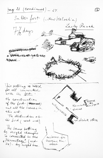 Page 21 of the synopsis of Sutters Gold, c.1930-35 (pen & ink on paper) (b/w photo) a Sergei Eisenstein