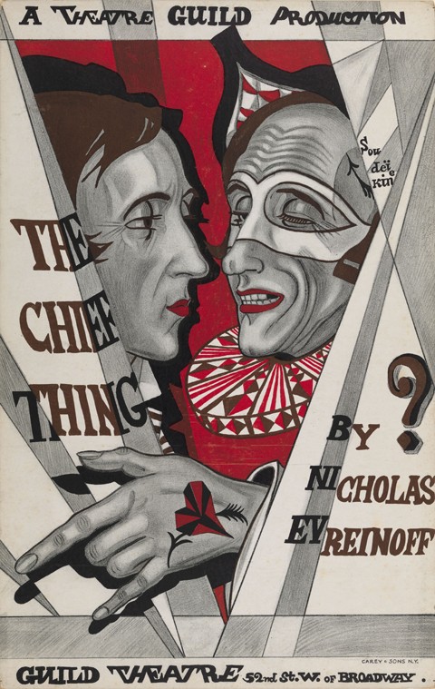Poster for "The Chief Thing", play by Nikolai Evreinov a Sergei Jurijewitsch Sudeikin