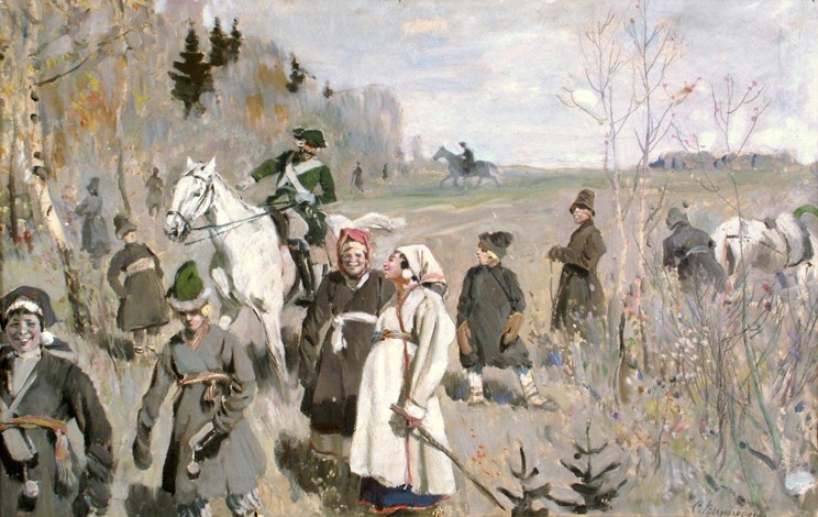 Hunting at the time of the tsar Peter The Great a Sergej Arsenjewitsch Winogradow