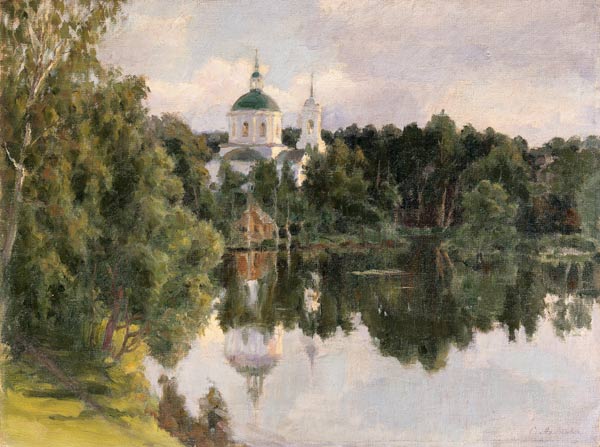 Look at a Russian cloister over the river a Sergej Dimitir Miloradowitsch