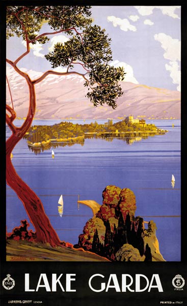 Vintage Poster for Lake Garda, Italy a Severino Trematore