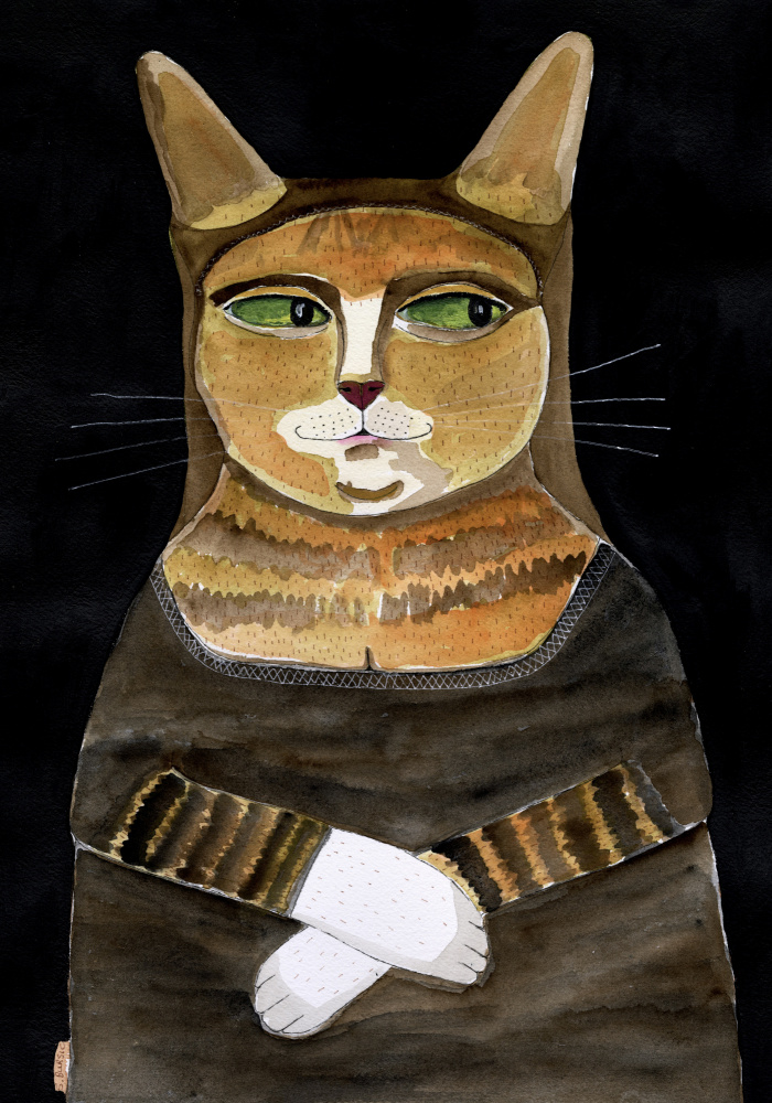 Mona Lisa Cat Funny Cat Humour Ginger Orange Cat a Sharyn Bursic