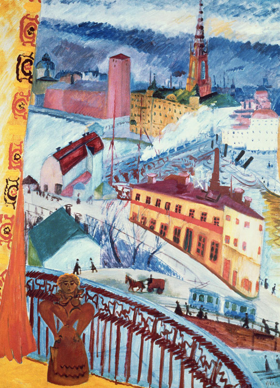 View of Slussen, 1919 (oil on canvas) a Sigrid Hjerten