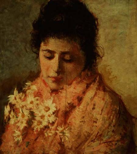 Portrait of a Woman (panel) a Silvestro Lega