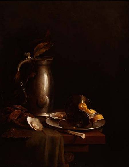 A pewter jug and plate a Simon Luttichuijs