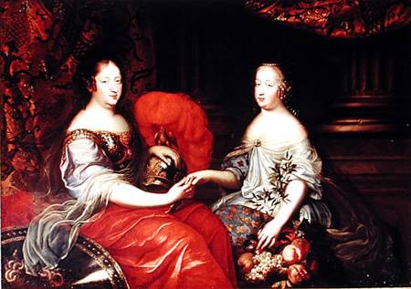Portrait of Anne of Austria (1601-66) and her Niece and Step-daughter Marie-Therese of Austria (1638 a Simon Renard de Saint-Andre