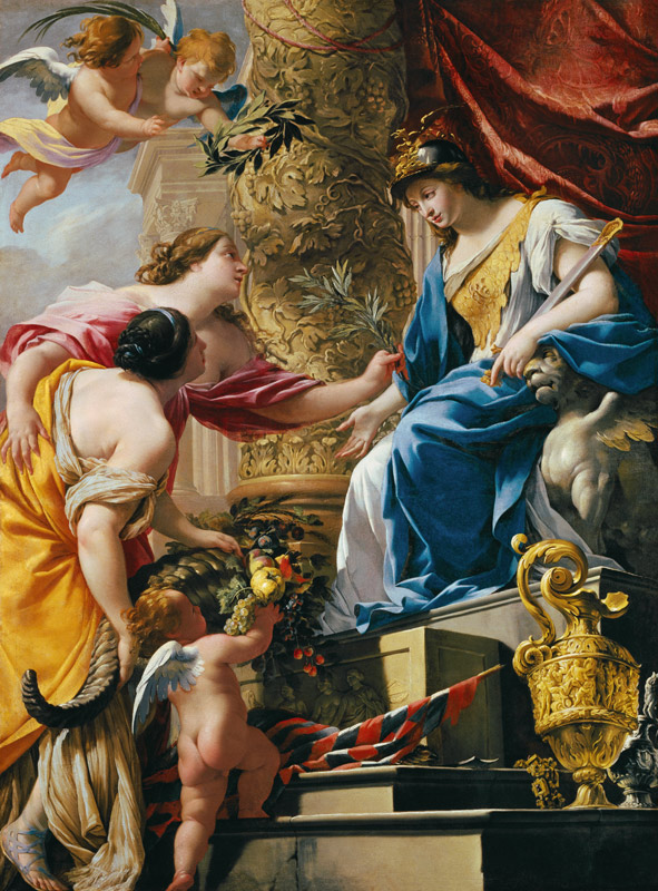 Prudence Leading Peace and Abundance a Simon Vouet