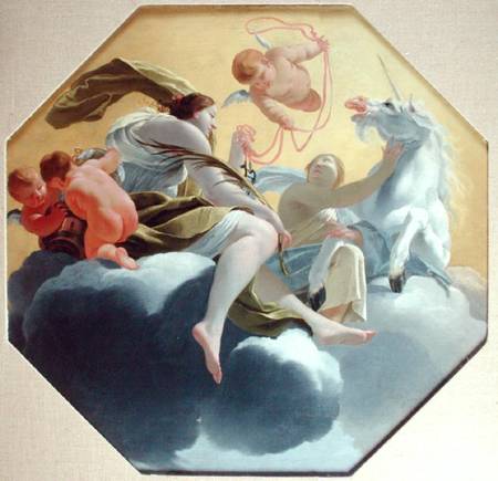 Temperance, from a series of the Four Cardinal Virtues on the ceiling of the Queen's bedroom at Sain a Simon Vouet
