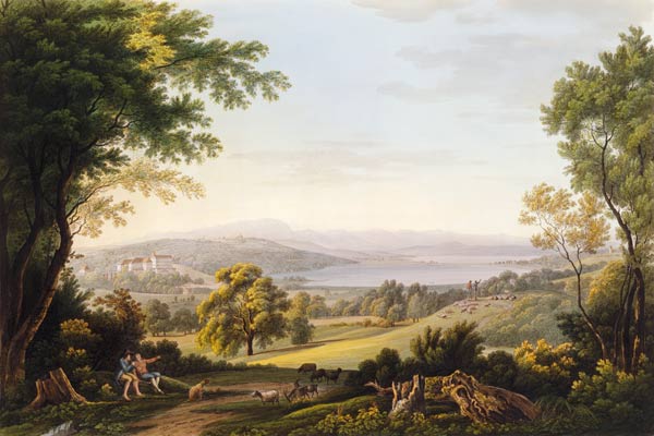 View at Seefeld on Lake Seefeld and Lake Ammer, adapted from J.G. Dillis a Simon Warnberger