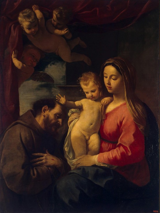 Madonna with the Child and Saint Francis of Assisi a Simone Cantarini