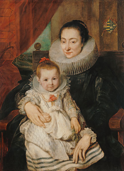 Portrait the Marie Clarisse, wife of the Jan Woverius with her child. a Sir Anthonis van Dyck