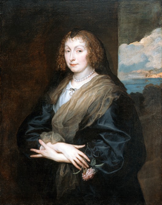 Portrait of a Woman with a Rose a Sir Anthonis van Dyck