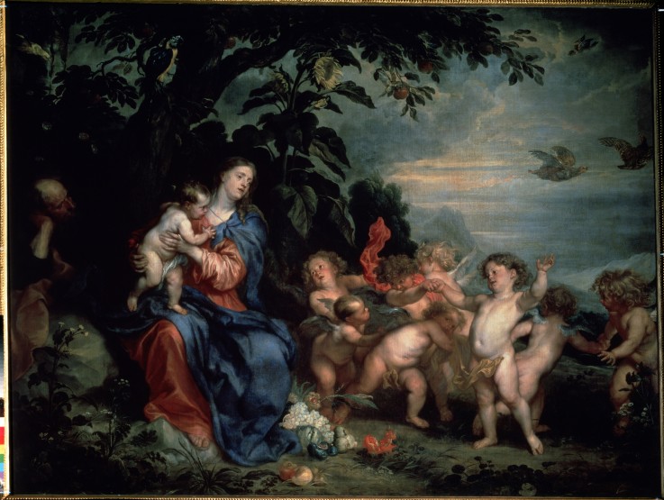 Rest on the Flight into Egypt (Virgin with Partridges) a Sir Anthonis van Dyck