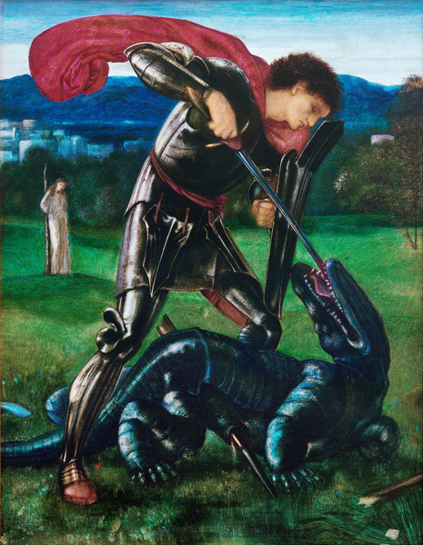 Der heilige Georg tötet den Drachen a Sir Edward Burne-Jones