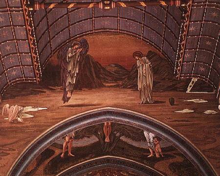 The Annunciation and part of an allegorical crucifixion a Sir Edward Burne-Jones