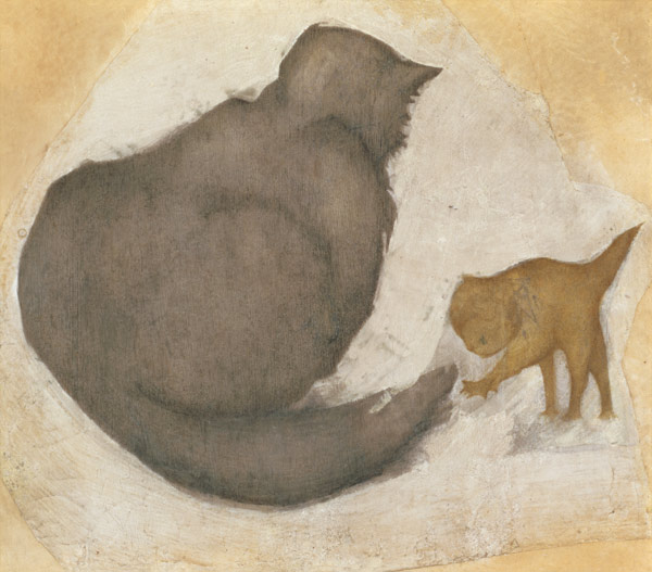 Cat and Kitten (w/c on plaster) a Sir Edward Burne-Jones