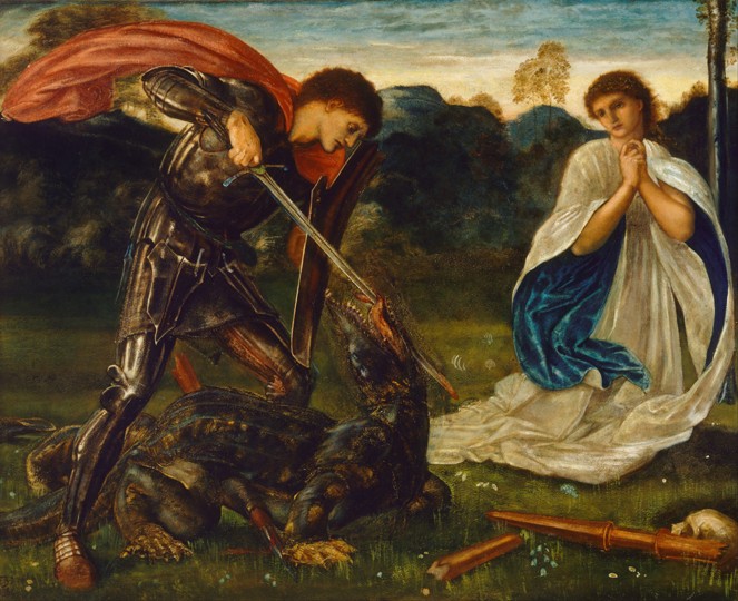 The fight: St George killing the dragon VI a Sir Edward Burne-Jones