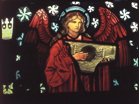 Detail of the Angel Musician, made by William Morris and Co. a Sir Edward Burne-Jones