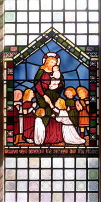 Detail of Christ Blessing the Children, 1861 (stained glass) (detail of 150156) a Sir Edward Burne-Jones