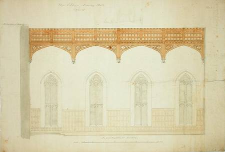The Hall, New College Oxford: Design for New Roof a Sir George Gilbert Scott