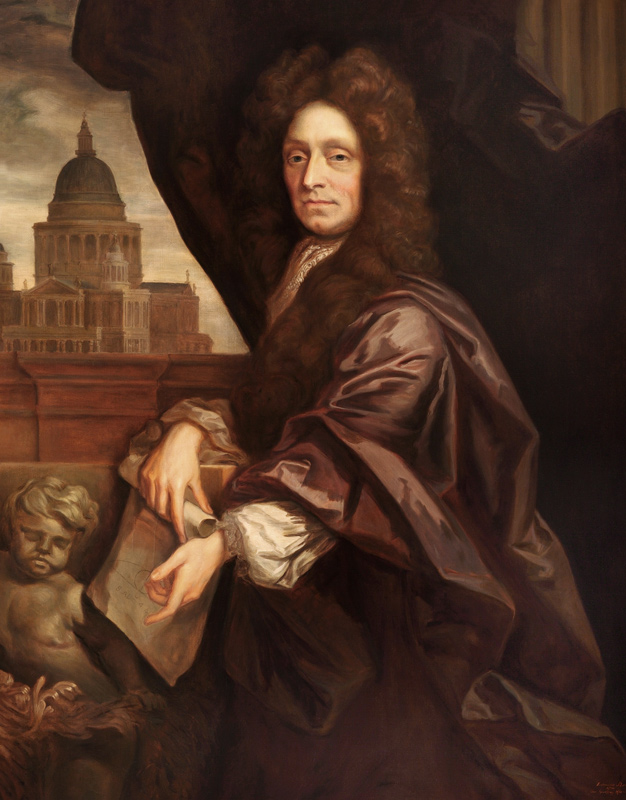 Sir Christopher Wren (1632-1723) copied by Edmund Dyer a Sir Godfrey Kneller