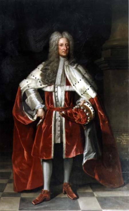 Portrait of Henry, 1st Viscount St. John (1652-1742) in his coronation robes a Sir Godfrey Kneller