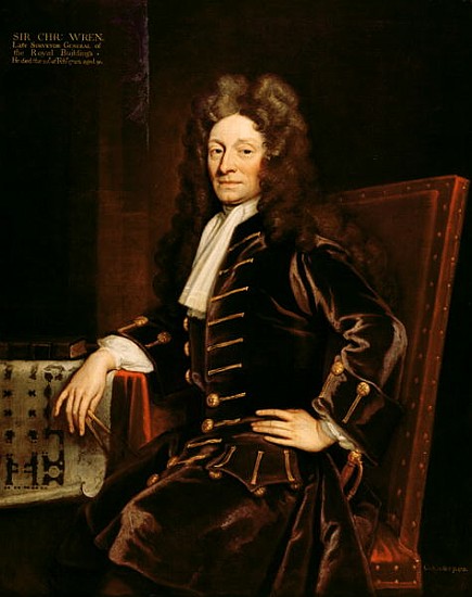 Portrait of Sir Christopher Wren (1632-1723) 1711 a Sir Godfrey Kneller