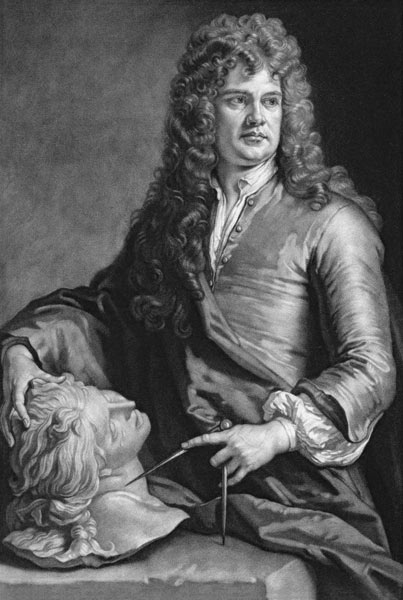 Grinling Gibbons (1648-1721) (litho) a Sir Godfrey Kneller