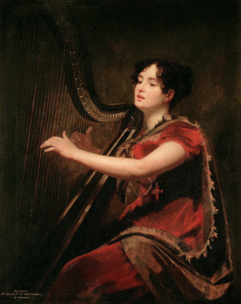 The Marchioness of Northampton, Playing a Harp, c.1820 a Sir Henry Raeburn
