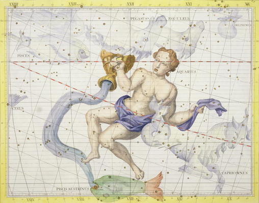Constellation of Aquarius, plate 9 from 'Atlas Coelestis', by John Flamsteed (1646-1710), published a Sir James Thornhill