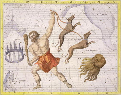 Constellation of Bootes, plate 20 from 'Atlas Coelestis', by John Flamsteed (1646-1710), published i a Sir James Thornhill