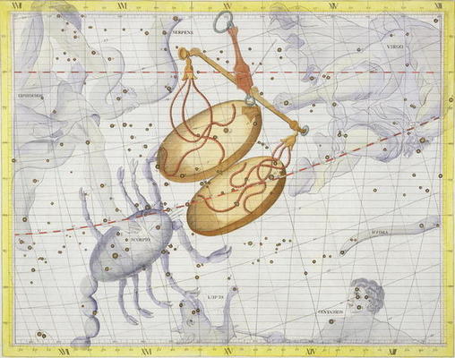 Constellation of Libra, plate 7 from 'Atlas Coelestis', by John Flamsteed (1646-1710), published in a Sir James Thornhill