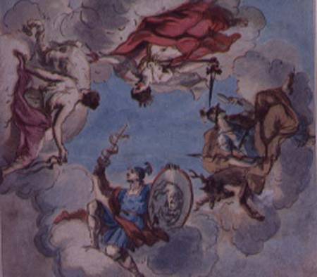 Design for a Ceiling: The Four Cardinal Virtues, Justice, Prudence, Temperance and Fortitude a Sir James Thornhill