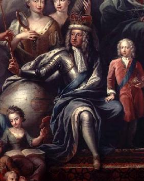 George I and his grandson, Prince Frederick, detail from the Painted Hall