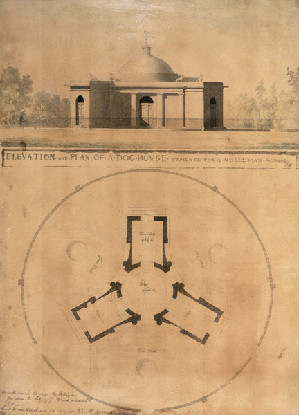 Elevation and Plan of a Dog House a Sir John Soane