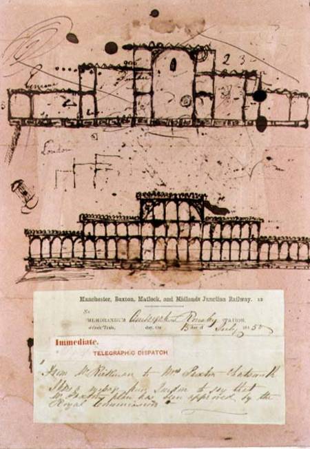 Great Exhibition, 1851: first sketch for the building a Sir Joseph Paxton