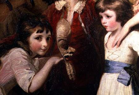 Two Girls, One Playing with a Mask, detail from the painting The Fourth Duke of Marlborough and his a Sir Joshua Reynolds