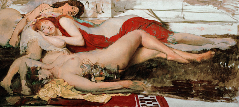 Exhausted maenides a Sir Lawrence Alma-Tadema